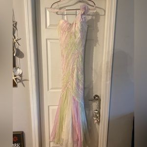 Beautiful and elegant chiffon multi colored evening gown